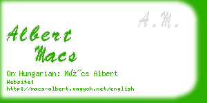 albert macs business card